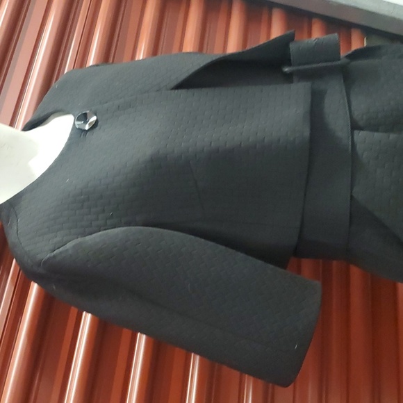 Unger Jet Black Cocktail Dress & Jacket Crop Blazer Size 10 - Picture 14 of 16